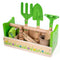 Ideal for gardens or window boxes, our Kids Garden Caddy is packed with childrens garden tools and everything young gardeners need to get started. Made from high-quality wood, the garden caddy is delicately decorated in a bright green shade with colourful flowers and ladybirds. Comes with 11 play pieces in total.