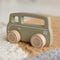 In a beautiful olive color, this Little Dutch van happily drives around with its solid wooden wheels.  Also nice as an accessory in the nursery or children's room.