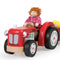 Down on the farm you will find the happy farmer and his shiny red tractor tending to livestock, harvesting crops and even transporting hay bales in this cute, shiny red tractor and trailer from Tidlo. 