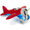 Go Up, Up and Away with the Green Toys Airplane! This bright red, sturdy single-seater plane comes with a grey spinning propeller, two-wheeled landing gear, and curved wings. Your little aspiring pilots can do super spins and loop-the -oops all around the house and garden