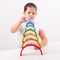 There are endless play possibilities with this sturdy wooden Rainbow Stacker (Small) from Bigjigs. With these stacking blocks, little hands can assemble a variety of shapes and objects and learn all about different sizes and colours. 