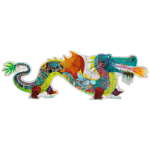 What is Léon the Dragon doing? A giant 58-piece jigsaw whereby children piece together a dragon with colourful scales. 