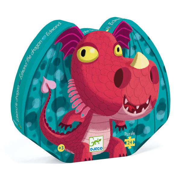 Discover this beautifully illustrated 24-piece Edmond the Dragon puzzle from Djeco. This is a superb puzzle for children from 3 years up. Easily create this superb colourful illustration of Edmond the Dragon crossing the swamp on his way to the Land of dragons.All this in a pretty decorative box that will perfectly fit on the shelves of your child's room.