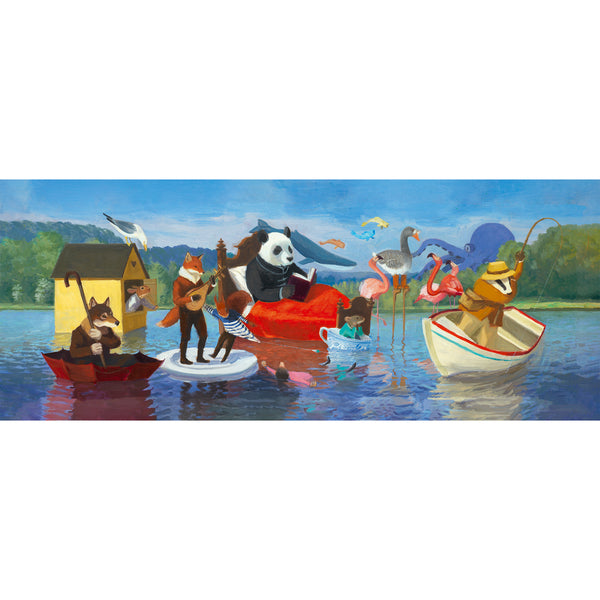 Summer Lake is a 350-piece puzzle gallery showing animals having fun out on the lake. Our illustrators went wild with an all-new, super long format! A fun and innovative way of teaching children about painting. 