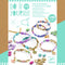 The Djeco set contains everything you need to make beautiful and unique jewelry bracelets. Cut strips of the patterned paper and roll them on the stick for fine beads that you can use for the bracelets.