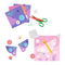 A cutting-out kit with crinkle-cut scissors – an activity that children love! Children follow the lines to cut out the sheets with the crinkle-cut scissors. They glue these pretty cut-out pieces onto the illustrated cards to create four lovely designs.