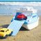 It's time to set sail with the Green Toys Ferry Boat for a journey across the deep blue sea! This cool and realistic water toy comes with two-storeys, a large cargo area, a slide-out ramp and two Green Toys Mini Fastbacks cars. The open top deck allows room for action figures and other toys to fit inside the boat and has two small benches on each side, as well as eleven windows looking down into the main level.