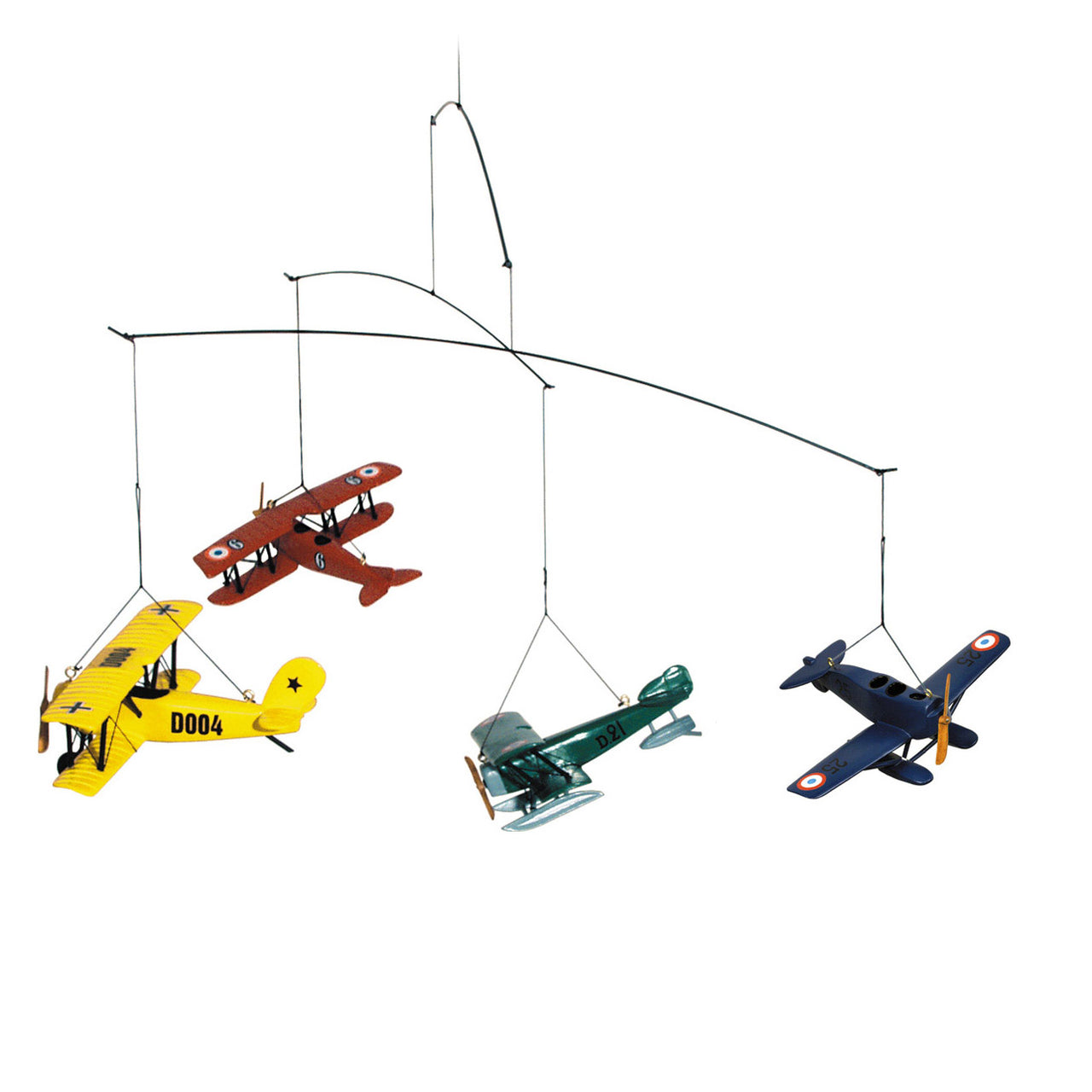 This fun and cool mobile is perfect for kids rooms and dens, with its colorful planes in constant graceful motion!