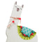 This beautifully hand-crafted display shelf is made of wood and layered fabric. It has a mint wooden base and a white llama with colourful decoration standing at the back. A colourful and quirky way to display your child's most prized possessions.