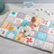 This mat is beautifully designed with soft coloured illustrations and text to engage your little rascal and encourage parent-baby interaction. Also includes a baby-safe mirror, plastic rings, a teether shaped like a pineapple as well as textured and crinkling fabrics.  100 x 150 cm with extra puffy padding for your baby’s ultimate comfort!  A fantastic way to encourage the development of your baby’s fine and gross motor skills.