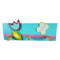 This hand-crafted coat rack has a bright blue wooden base with a colourful flower and butterfly design layered on top. Creatively constructed from wood and layered fabric, the vibrant flower design is stunning. It has three wooden pegs for keeping your children's clothes organised.