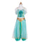 Your little princesses can dress up as Jasmine with this gorgeous, premium quality 3-piece pant set from Great Pretenders! This vibrant turquoise set and fancy golden trims includes satin pants with a gold knit belt and a shiny emerald gem, the top that features a satin bodice, emerald-coloured sequined inset, gold elastic straps, and it's off the shoulders tulle collar with a green emerald gem, a gold headpiece with fancy gold trim and an emerald gemstone.