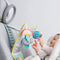 Keep your rascal entertained in the car with this fantastic combination of soft activity toys and a rear-view mirror!  Features brilliant soft activity toys including a crinkling rainbow, rattling koala, a chime bell snail and a baby teether.  Perfect for rear-facing babies as the baby-safe mirror allows adults to view their little one from the front of the car.  Encourage the development of your rascal’s senses and motor skills while keeping them calm and happy in the car.