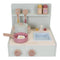 Let’s cook! With this wooden mini kitchen from Little Dutch. You can turn any flat surface into a cooking area! Your little one will love to make you dinner on the stove. This cute little kitchen is foldable for easy portability and to pack all accessories inside.