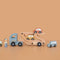 Oh, dear! Car trouble on the road. Luckily, getting the 4 included vehicles to the garage is no problem for this wooden truck. Will you help load the cars onto the truck via the trailer? That way, the truck driver can get to work quickly. A real must-have for your littlest car fanatics!