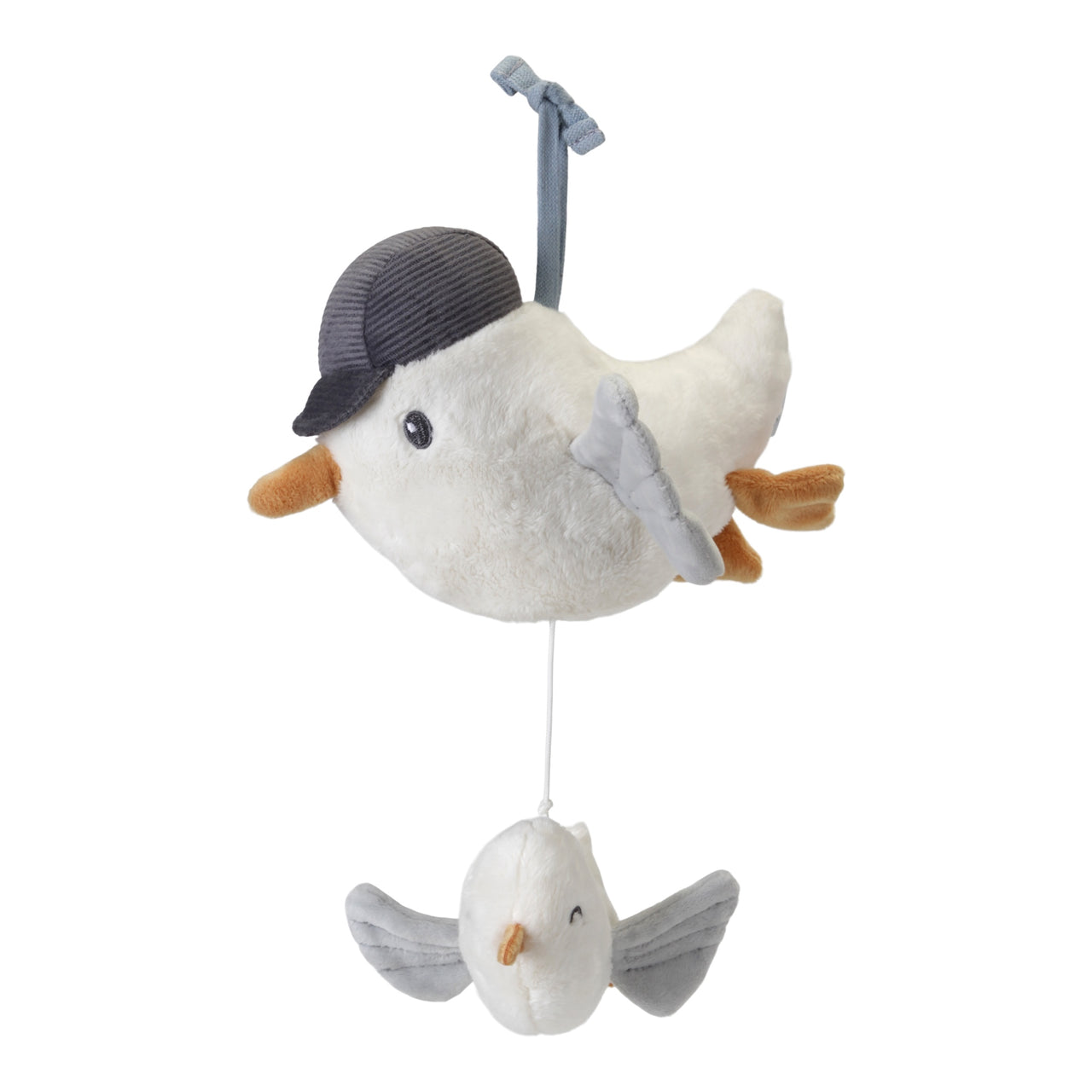 Sleep mode switched on. This seagull-shaped music box has a calming effect on little ones. Pull down the baby seagull to play a soothing melody. The lullaby has a calming effect on your child. This music box doubles as eye-catching decoration for the nursery and makes for a surprising maternity gift that new parents will definitely appreciate.
