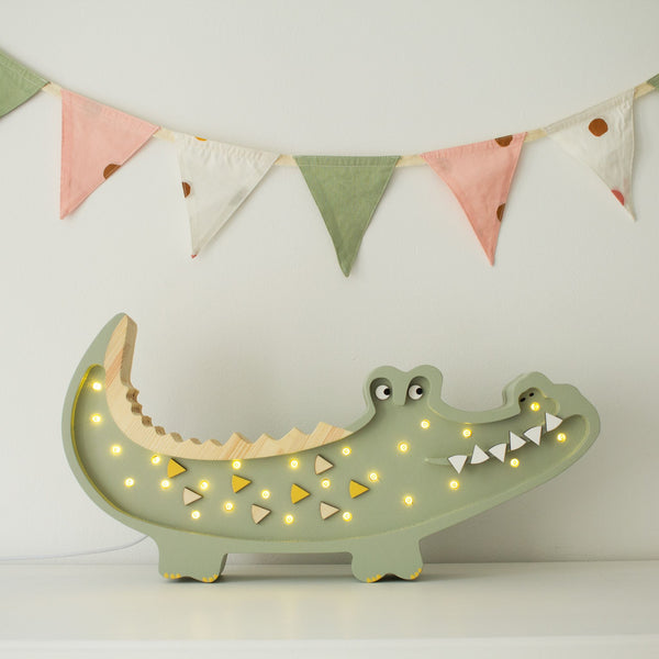 Little Lights Mini Crocodile LED Lamp - Pastel Khaki