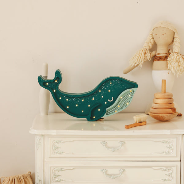 This high-quality whale night light is made of 100% natural pine wood. Little Lights are created by hand in a small factory in Krakow. It is not only a beautiful object for everyday use, but also a keepsake that will last throughout childhood and remain in the family for generations.