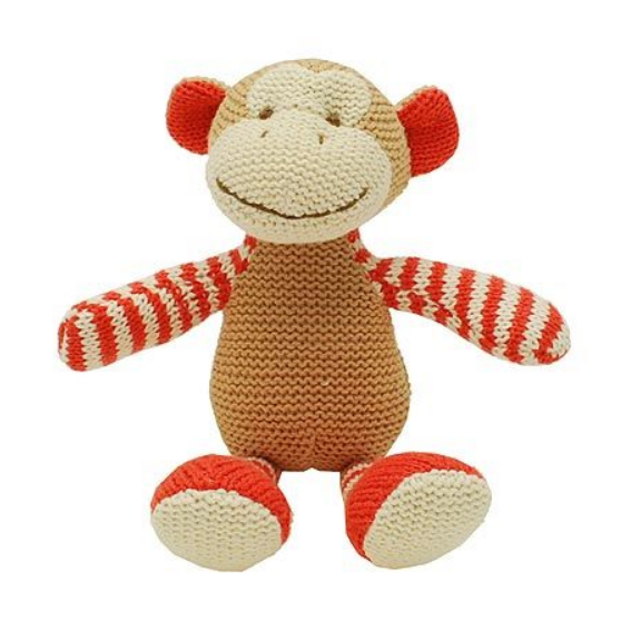 This knitted Monkey baby rattle is a fun and friendly rattle for any newborn or young child.