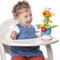 Keep your rascal entertained while they’re waiting for dinner to be served with this adorable rotating high chair toy!  It has a detachable squeaking toy, numerous activities and easily attaches to any flat surface by the suction cup underneath.  The cute butterfly toy with bright colours will keep their attention and make sure they're calm and happy before dinner time! Soft butterfly toy sits in a blue and green holder with red flower on the front. Beads and rings attached can be moved and spun.