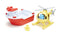 Set off on a search and rescue mission with the Green Toys Rescue Boat and Helicopter! Features an unattached, full-size helicopter, plus catamaran-style rescue boat that floats and has a wide spout to scoop and pour water, making it ideal for your bath tub, pool or garden. Includes 1 Captain Duck and 1 Pilot Bear figure for expanded imaginative role play.