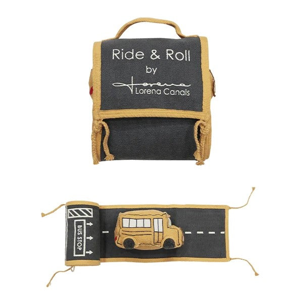 Time for some vroom-vroom fun! With the Ride & Roll playset, kids will enjoy rolling out a long canvas path around the house and riding it with the soft toy bus that completes the set—a 4-meter-long cotton canvas to let their imaginations run wild!