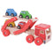 This brightly coloured wooden Transporter Lorry push along from Bigjigs is perfect for developing dexterity and co-ordination. It carries a load of four colourful wooden cars. The upper deck can be easily lowered to allow each vehicle to drive on and off and grooves in the surface help to keep each car in place as they're transported to their destination. Made from high quality, responsibly sourced materials.