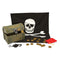 Your little pirate can store your treasures in this wooden pirate chest from Melissa and Doug! The hand-stained chest features a be-jeweled skull lock. Included in the set are a pirate bandana, an eye patch, a velvety loot bag, golden doubloon coins and a secret compartment to stash away your most valuable treasure.