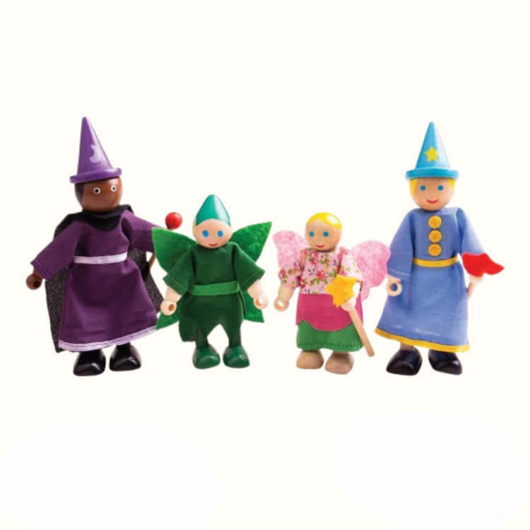 These beautifully unique Wooden Fantasy Dolls from Bigjigs Toys are perfect for creative roleplay sessions! Includes a witch, wizard, pixie and fairy. 