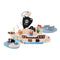 Your little Pirates can set sail with this wooden Mini Pirate Ship Playset, supplied complete with a captain, two pirates, boat, anchor, treasure chest and even a shark! The string handle and secure clasp ensure that this Playset is always ready to travel with your little one and all of the play pieces can be stored safely inside. Made from high quality, responsibly sourced materials. Consists of 10 play pieces.