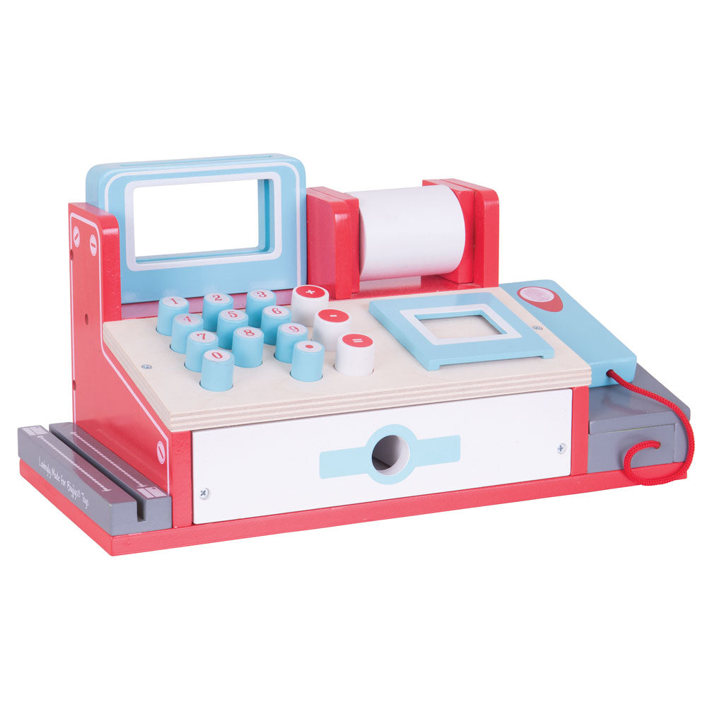 This Shop Till with Scanner from Bigjigs Toys is the perfect addition to your little ones pretend play shop. They can scan the items using the scanner, offer different payment methods including credit card and cash, and even create a receipt for their customer! 